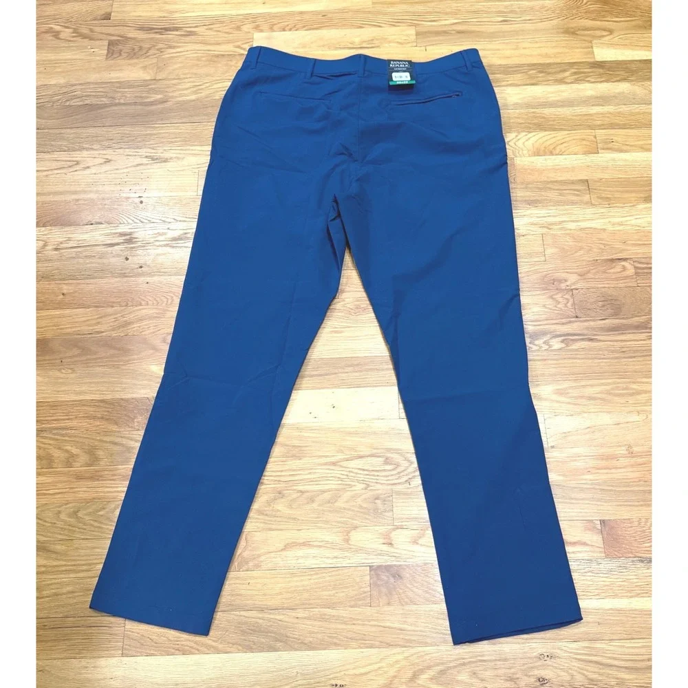 Banana Republic Mens Blue Flat Front Performance Pants 38x32 New With Tags‎